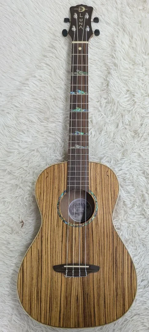 Luna UKE HTB ZBR High Tide Zebrawood Acoustic Electric Baritone Ukulele