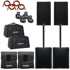 QSC K12.2 12" Powered Active Speakers K12 + QSC KS118 18" Subwoofers Pair Cases