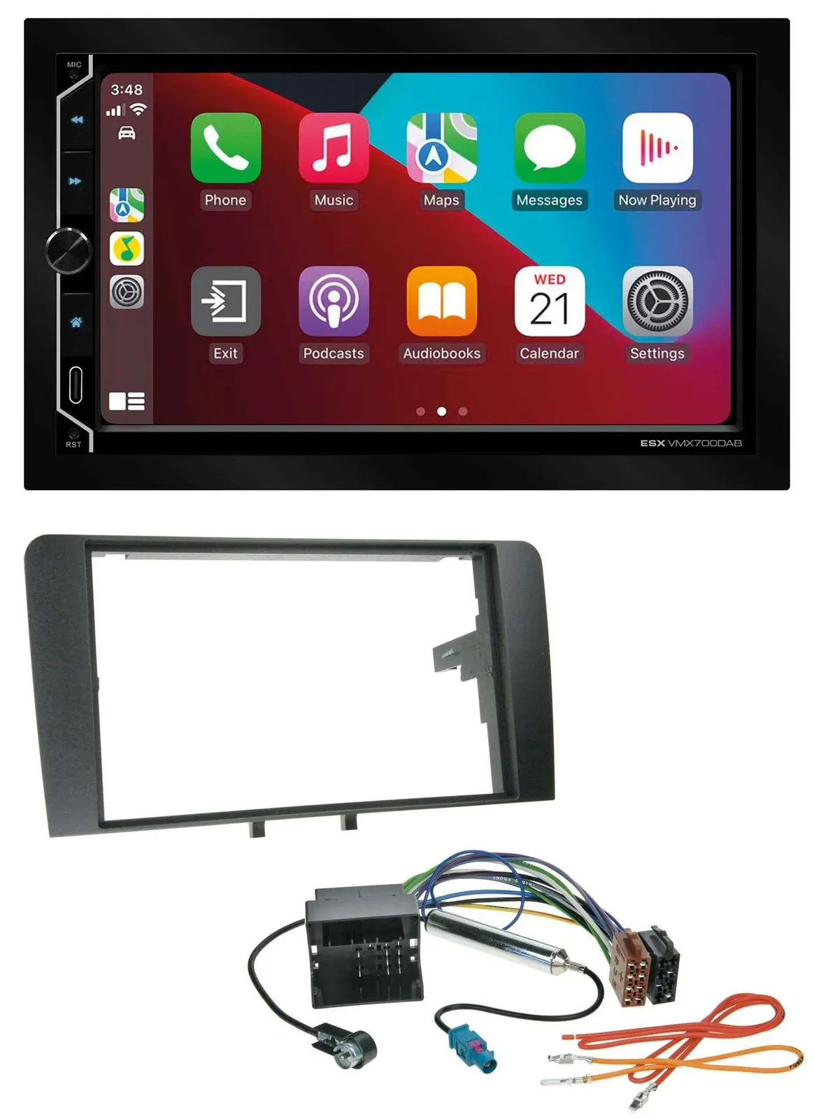 ESX 2DIN DAB USB MP3 Bluetooth Autoradio für Audi A3 03-12 8P Quadlock