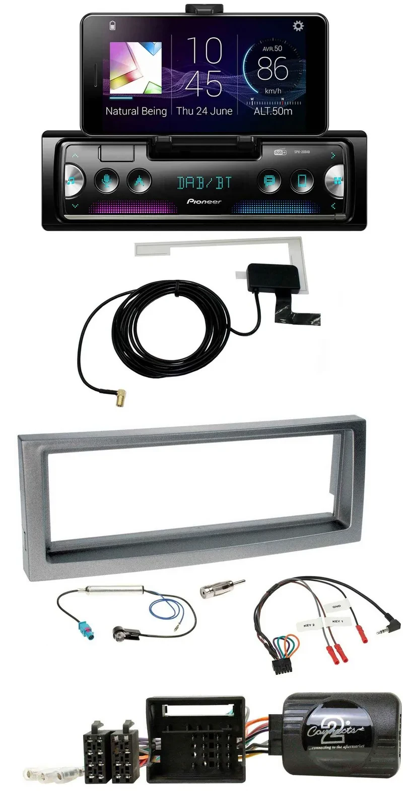 Автомагнитола Pioneer DAB Bluetooth USB для Citroen C5 (с 2005), серо-металлик