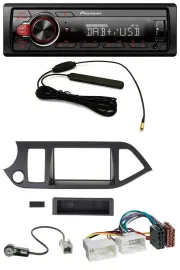 Автомагнитола Pioneer 1DIN, MP3, DAB, AUX, USB для Kia Picanto (с 2011), поддержка Start-Stop