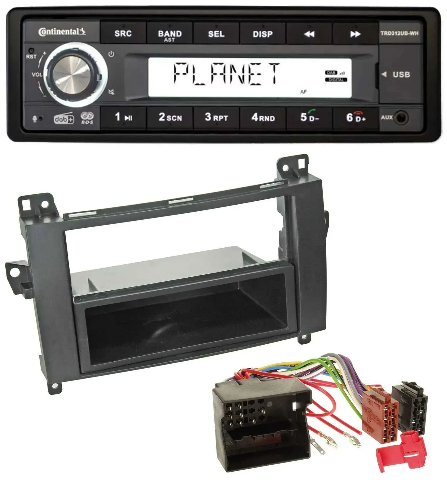 Continental USB 1DIN AUX DAB MP3 Autoradio für Mercedes B-Klasse (T245, 05-11)