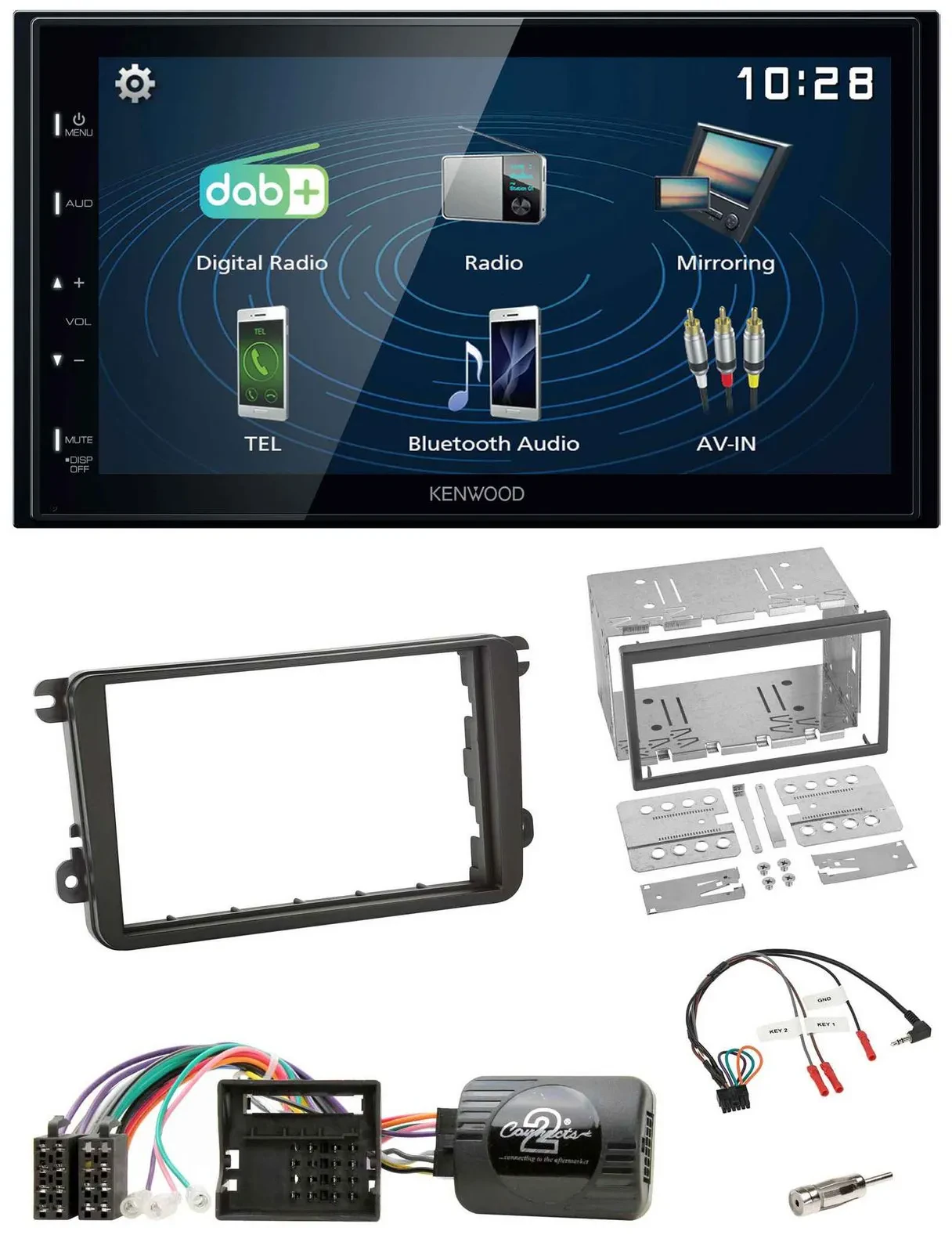 Автомагнитола для Skoda Fabia 5J (2007–2014) Kenwood 2DIN, Bluetooth, DAB, USB, поддержка управления с руля