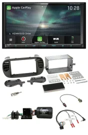 Kenwood Bluetooth USB 2DIN Lenkrad TMC DAB Navigation für Fiat 500 08-15 soft to