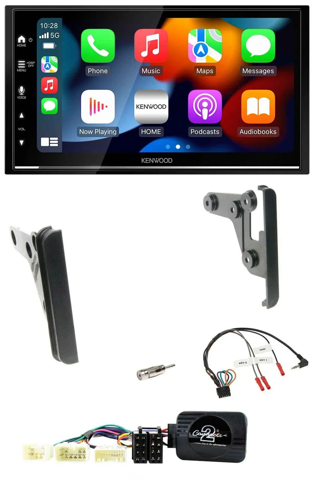 Автомагнитола для Toyota Yaris 2007–2010 Kenwood 2DIN, DAB, USB, Bluetooth, поддержка управления на руле