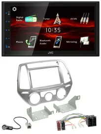 Автомагнитола JVC 2DIN, USB, Bluetooth, MP3, DAB для Hyundai i20 (2012–2014, ручной климат)