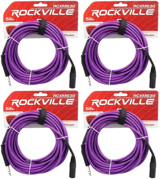 Коммутационный кабель Rockville RCXMB30-P Purple 9.1 м (4 штуки)