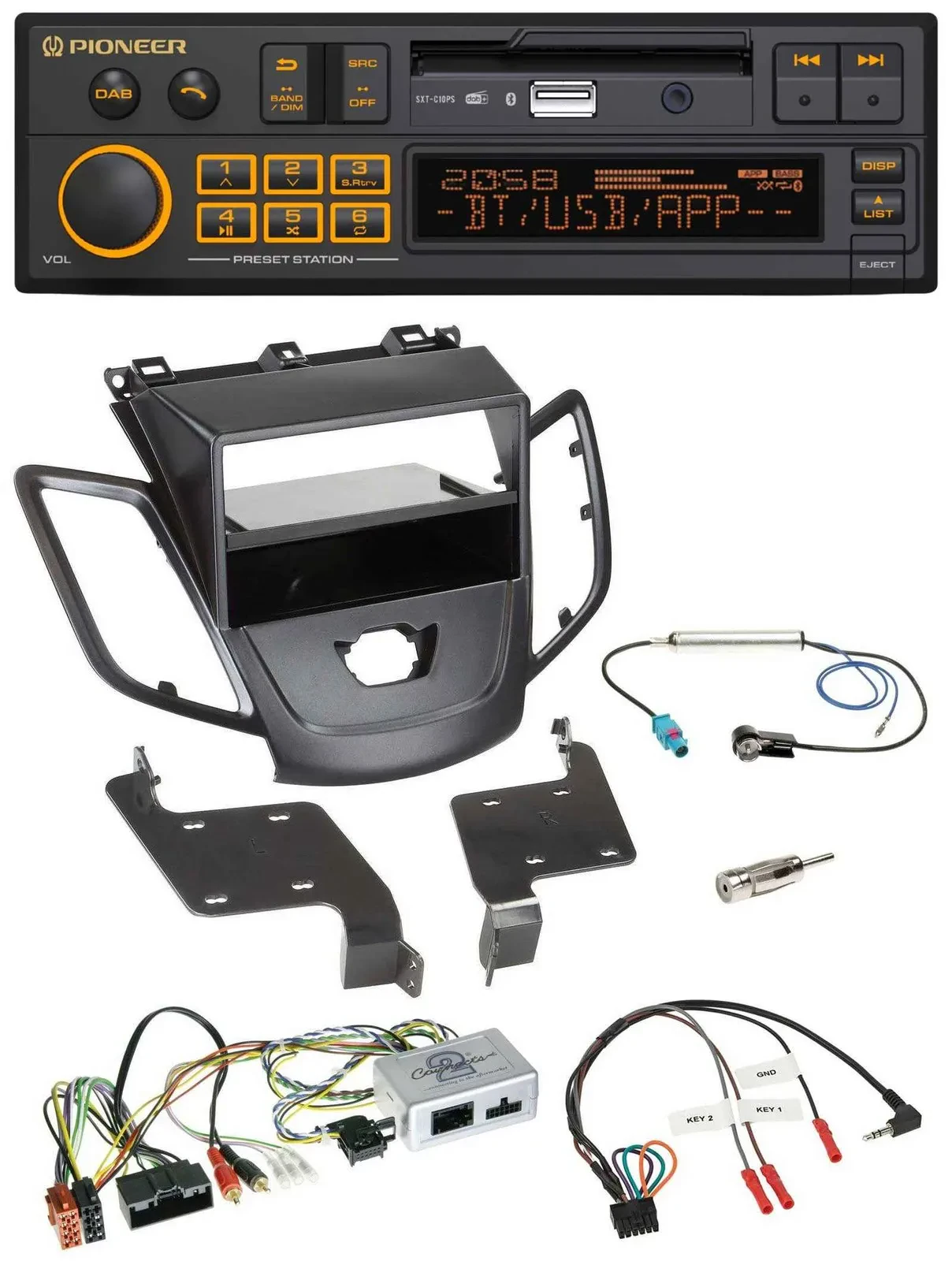 Pioneer DAB Lenkrad USB Bluetooth Autoradio für Ford Fiesta 10-13 ohne Display s