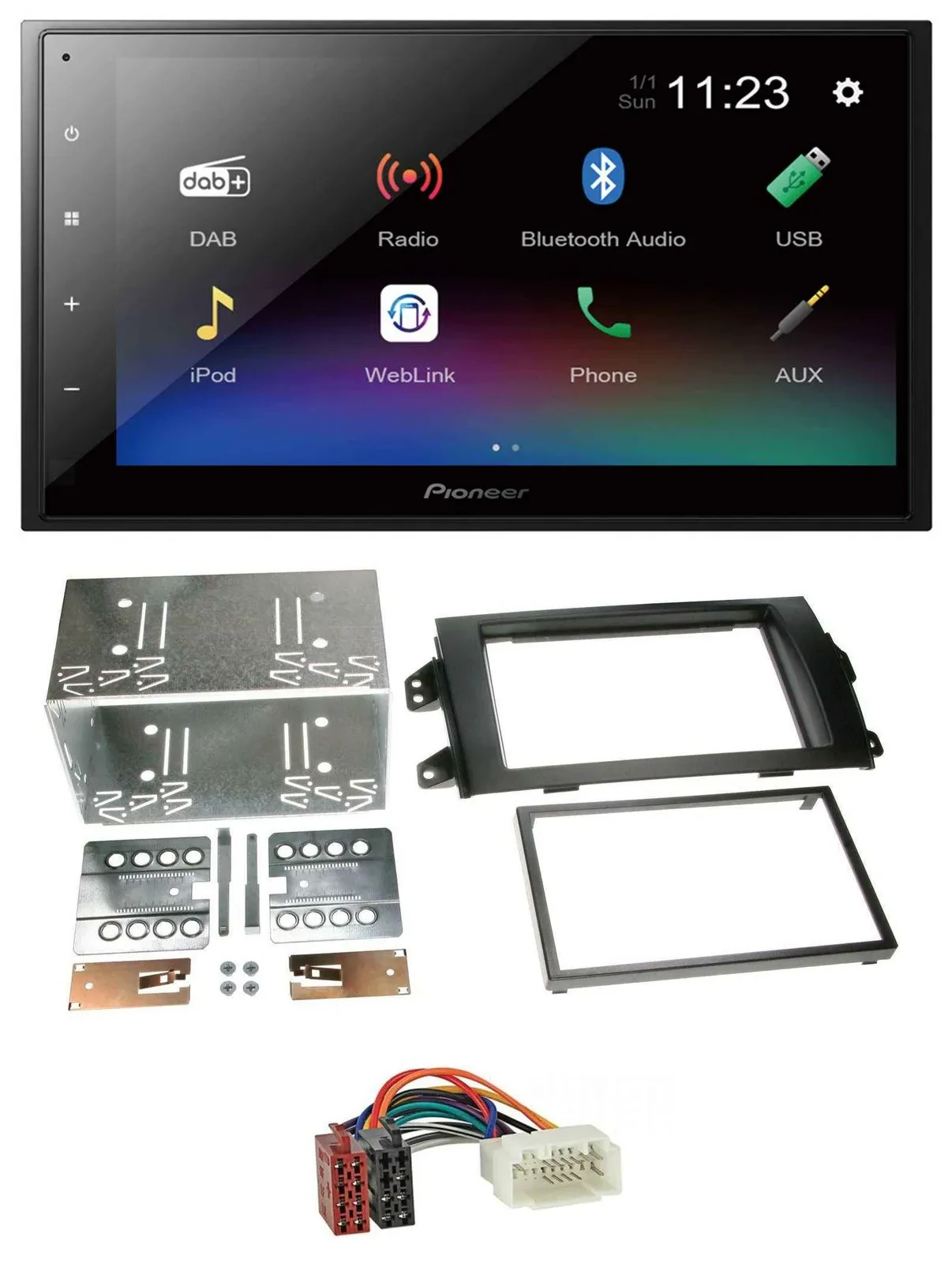 Автомагнитола Pioneer 2-DIN, USB, Bluetooth, DAB, MP3, для Fiat Sedici / Suzuki SX4 (с 2006)