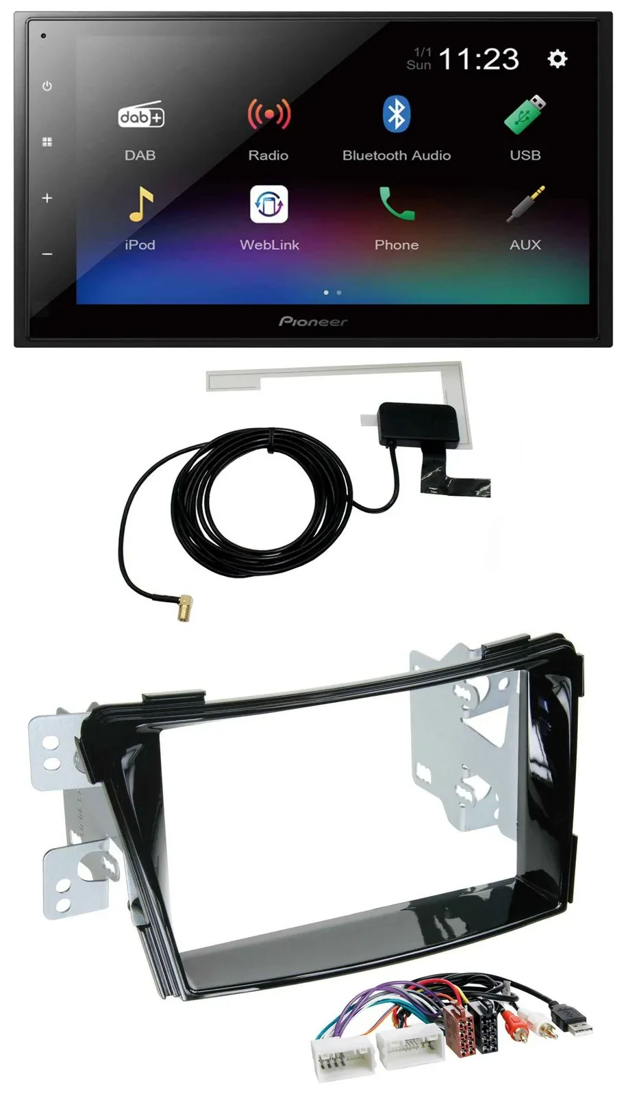 Автомагнитола Pioneer 2DIN, DAB, MP3, Bluetooth, USB для Hyundai i40 (с 2011), черный глянец