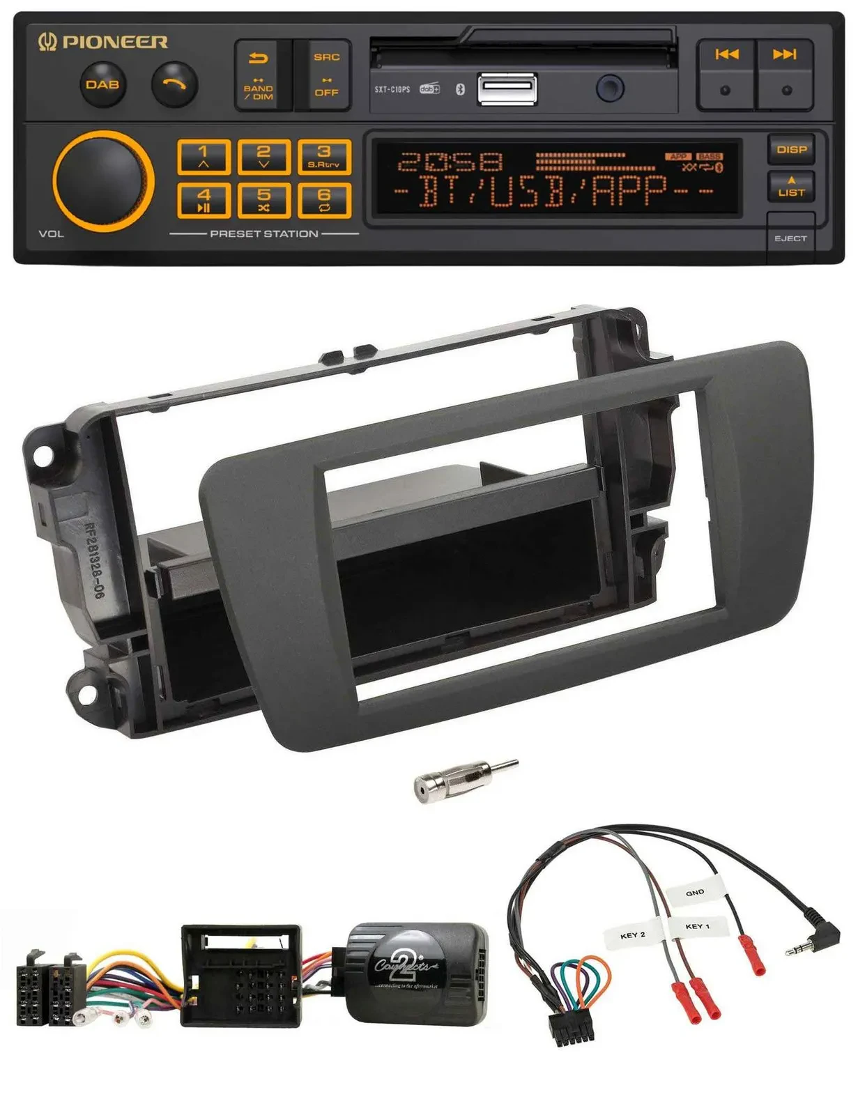 Автомагнитола для Seat Ibiza Pioneer DAB, USB, Bluetooth, серый