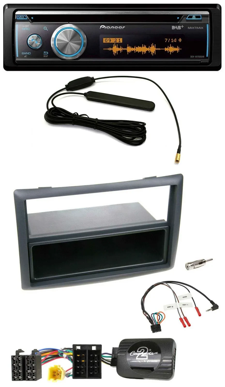 Автомагнитола Pioneer CD, USB, Bluetooth, DAB, совместимая с кнопками на руле, для Renault Megane 2007–2008, черная