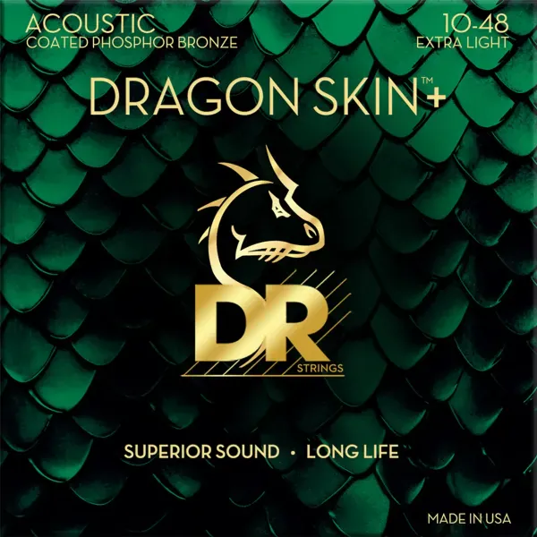 Струны для акустической гитары DR Strings DAP-10 Dragon Skin+ Coated Phosphor Bronze 10-48