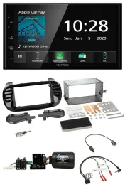 Kenwood Bluetooth Lenkrad DAB USB 2DIN Autoradio für Fiat 500 Fakra 08-15 schwar