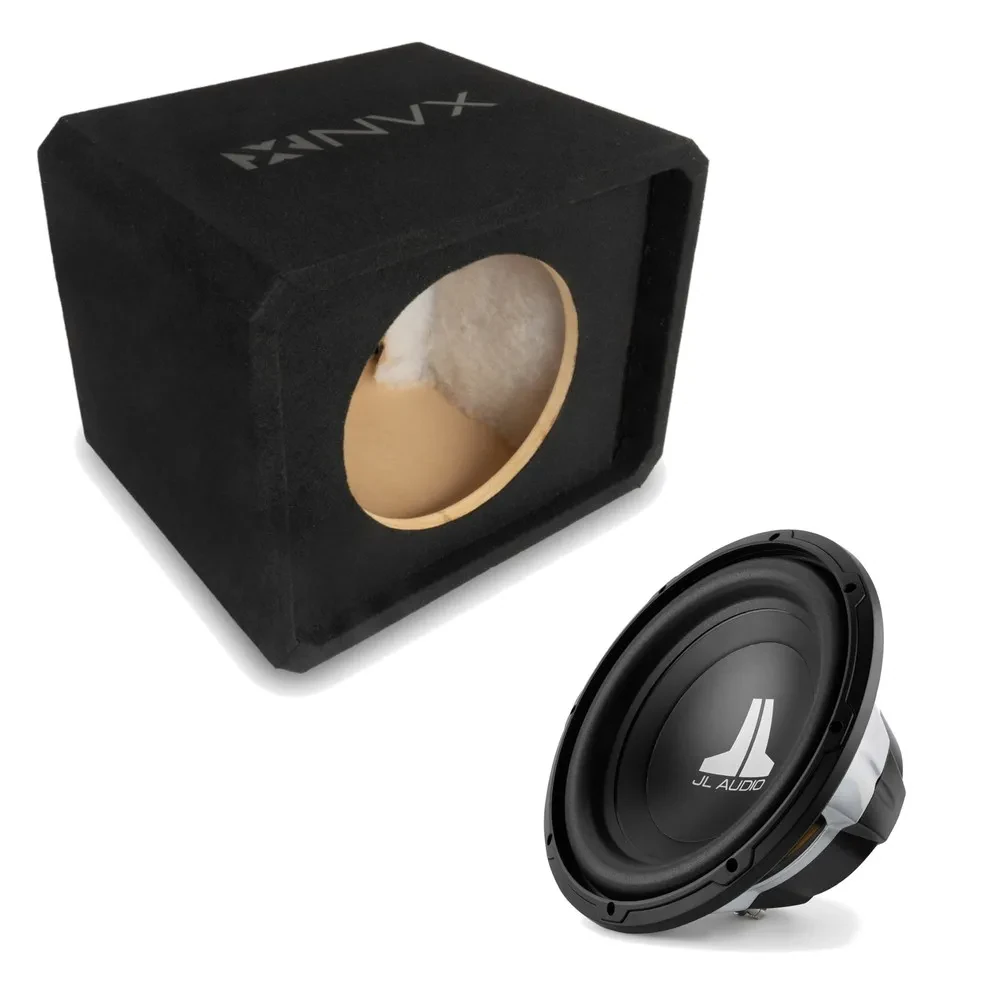 NVX NE121P Single 12" Slot Ported 3/4" MDF Sub Enclosure w/ W0v3 Car Subwoofer