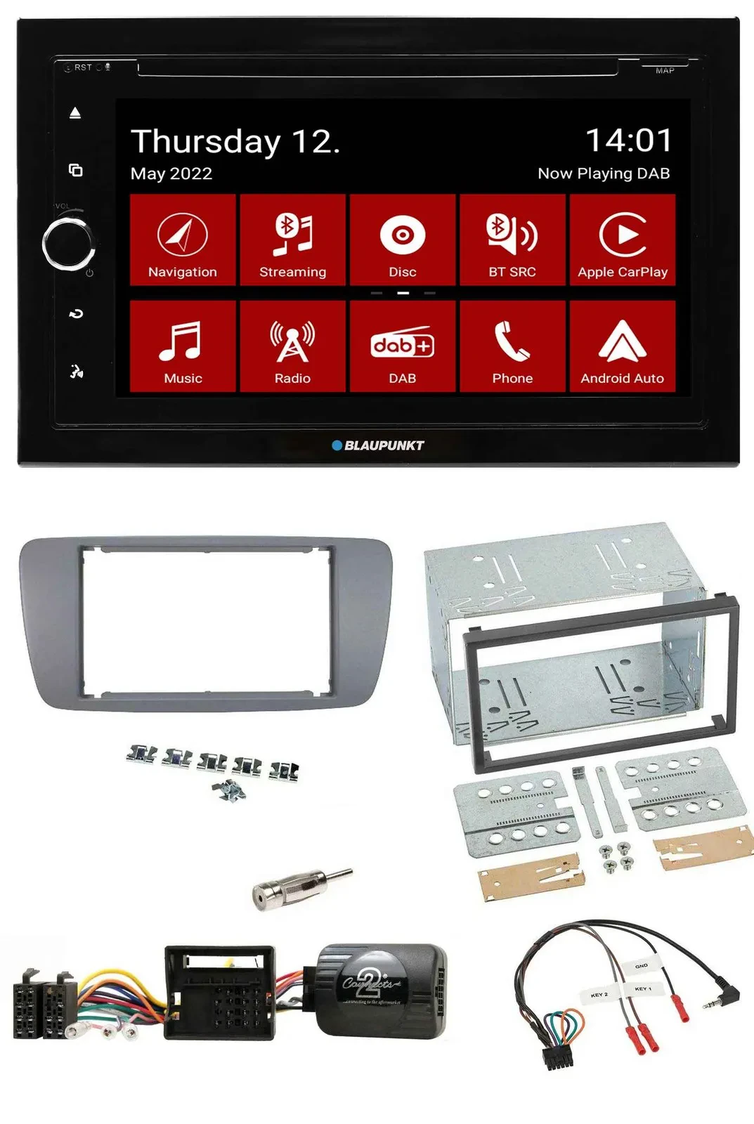 Blaupunkt 2DIN Lenkrad Bluetooth USB TMC DAB Navigation für Seat Ibiza ab 08 con