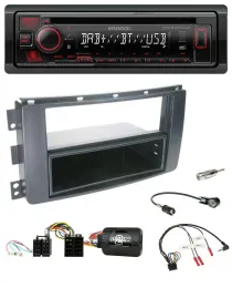 Автомагнитола для Smart ForFour (2004–2006) Kenwood CD, USB, Bluetooth, DAB, черная