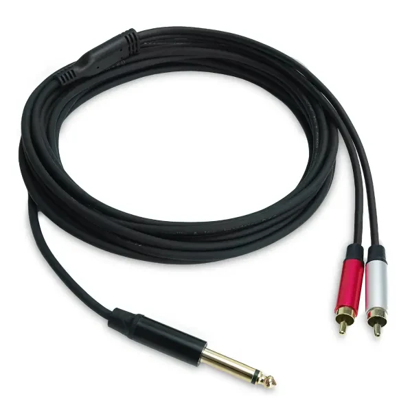 keepdrum AC047M Splitter-Kabel Y-Kabel 6.35mm Klinke Mono zu 2x RCA-Cinch