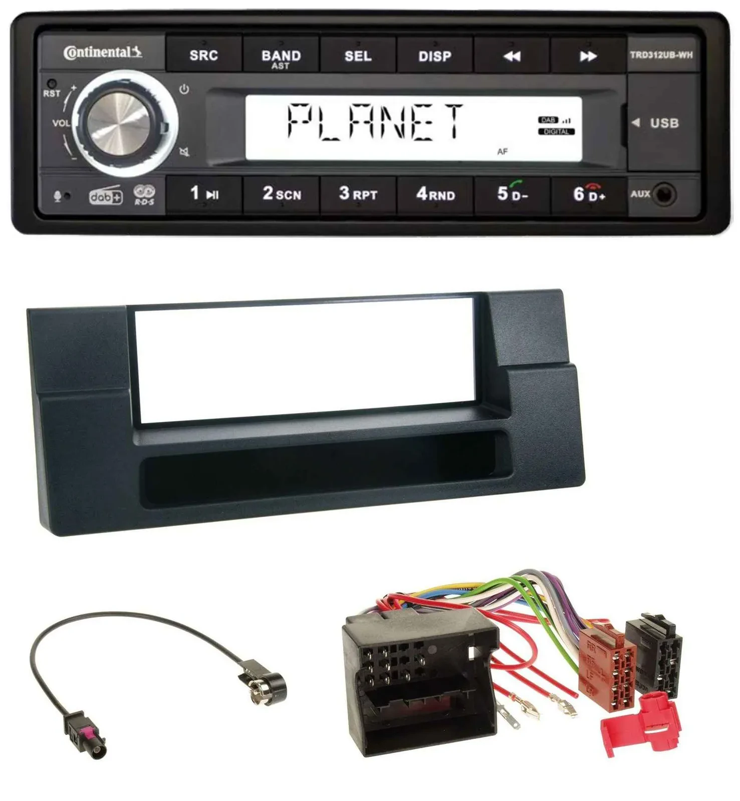 Continental USB 1DIN AUX DAB MP3 Autoradio für BMW X5 E53 5er E39 Quadlock Ablag