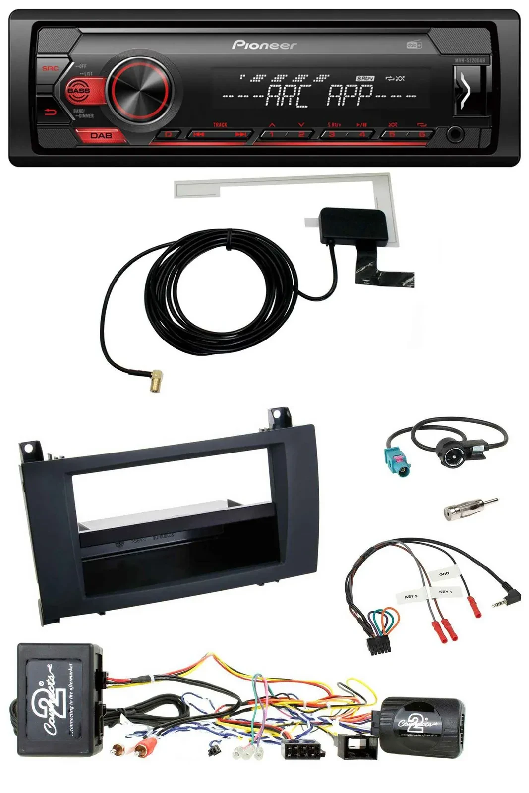 Pioneer 1DIN USB DAB MP3 Lenkrad Autoradio für Mercedes SLK R171 04-11 aktiv