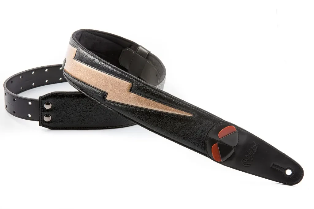 8401070410713 Mojo Bolt Gold AA Ремень для гитары, текстиль, черный, RightOn Straps