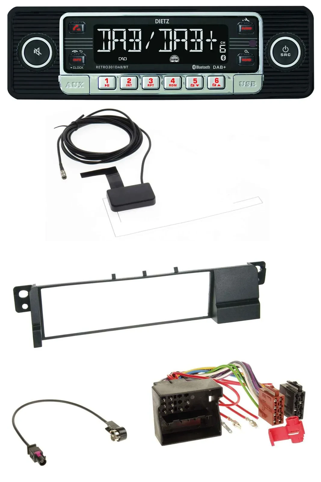 Dietz DAB Bluetooth USB MP3 Autoradio für BMW 3er E46 (Quadlock)