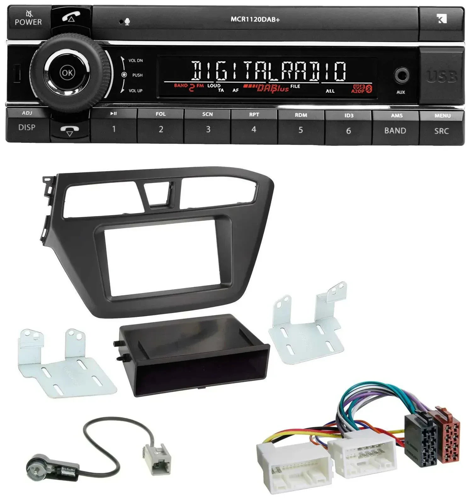 Автомагнитола для Hyundai i20 (2014–2020) Kienzle Bluetooth, MP3, USB, DAB