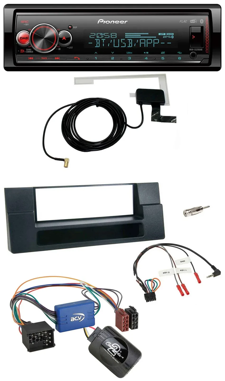Pioneer Bluetooth DAB USB Lenkrad Autoradio für BMW 5er E39 96-04 Aktivsystem Ab