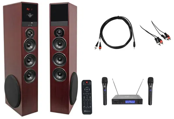 Rockville Bluetooth Home Theater/Karaoke Machine System w/(2) Wireless Mics+Subs