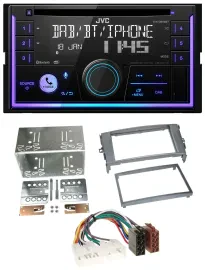 Автомагнитола JVC 2 DIN DAB Bluetooth CD USB для Toyota Auris 2007–2012 антрацит-серый