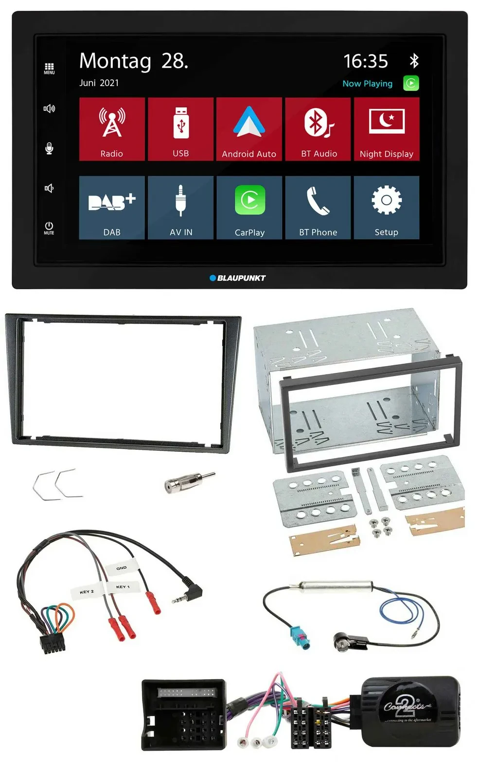 Blaupunkt Lenkrad Bluetooth DAB 2DIN USB Autoradio für Opel Tigra Corsa C Meriva