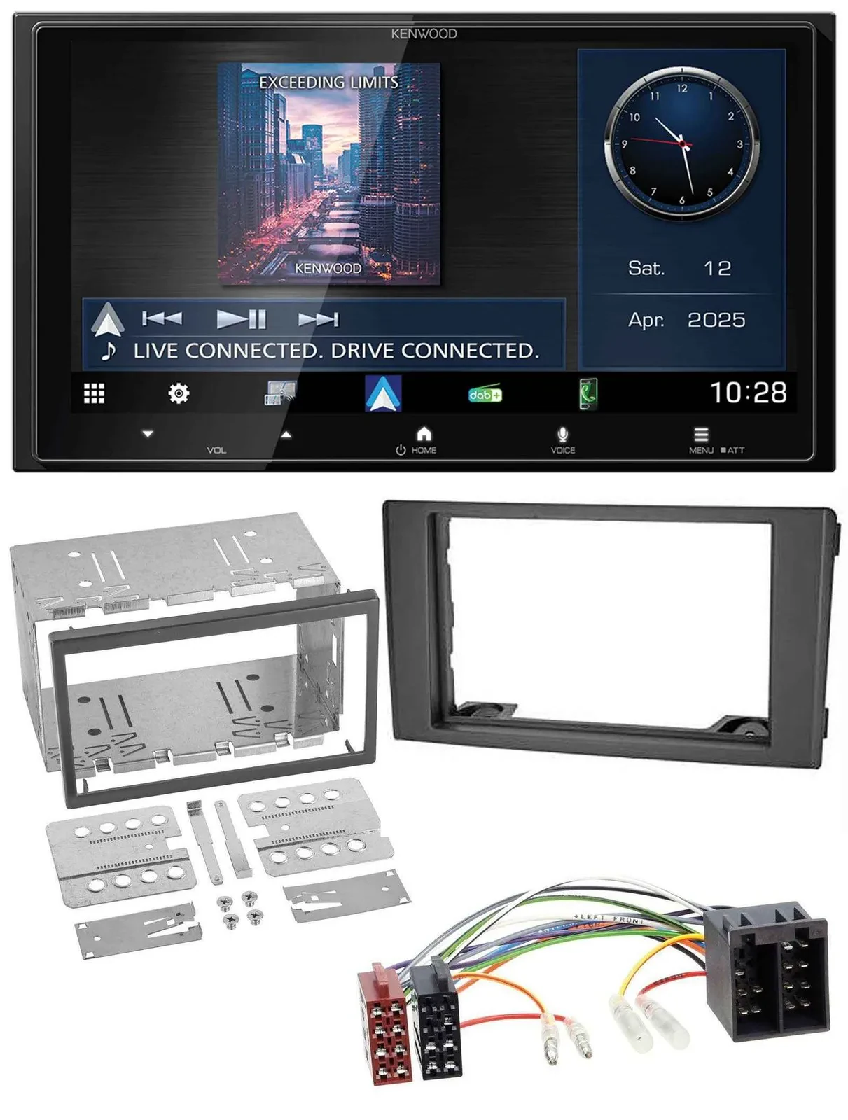 Автомагнитола Kenwood 2-DIN, Bluetooth, USB, DAB, MP3, для Iveco Daily 2006–2014, чёрная