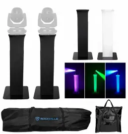 (2) Totem Stands+Black+White Scrims For (2) Chauvet Rogue R2X Spot Lights