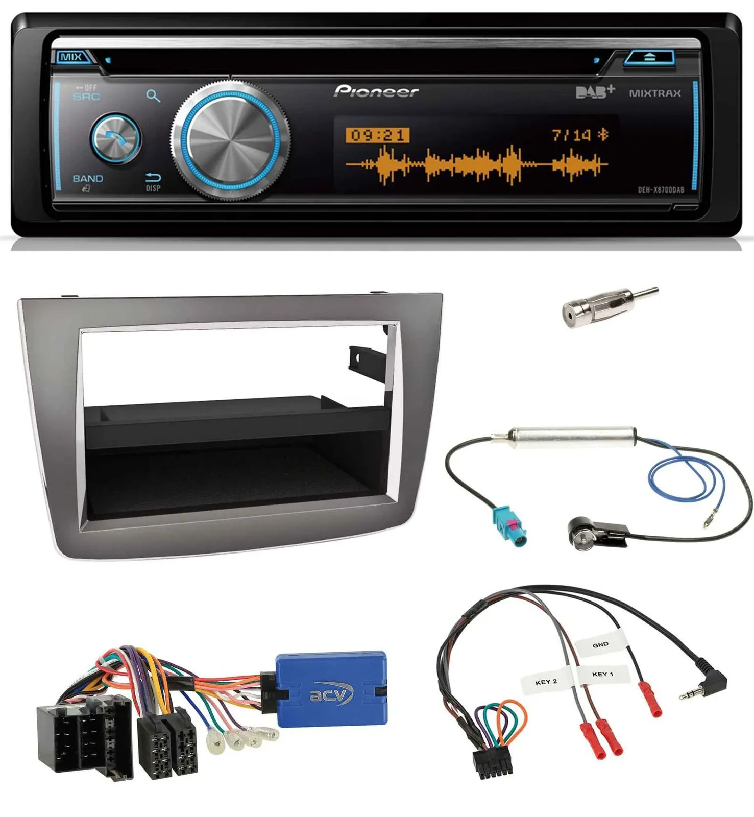 Автомагнитола Pioneer DAB, USB, CD, Bluetooth для Alfa Romeo Mito (955, 2013–2018), ISO