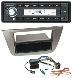 Continental USB MP3 AUX 1DIN Autoradio für Seat Altea Toledo ab 05 Anthrazit-met