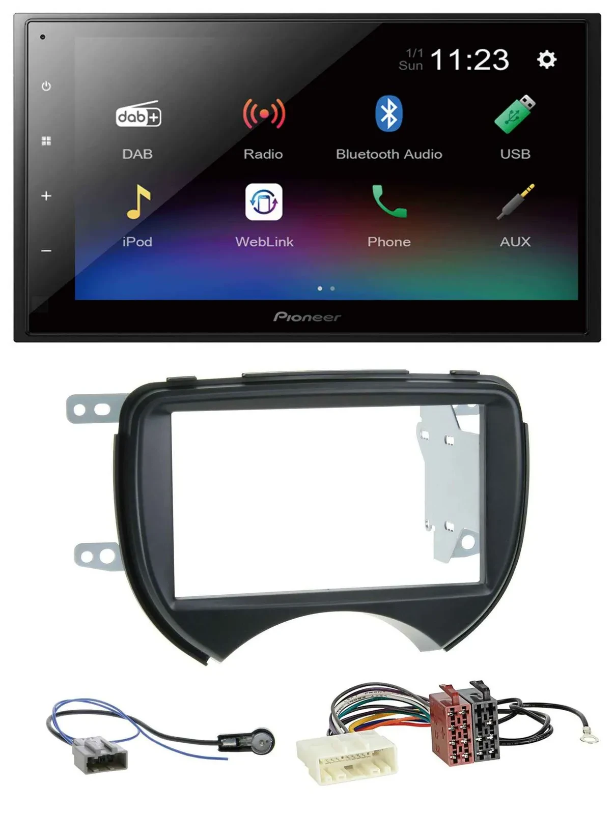 Pioneer USB Bluetooth DAB 2DIN MP3 Autoradio für Nissan Micra 10-13 schwarz
