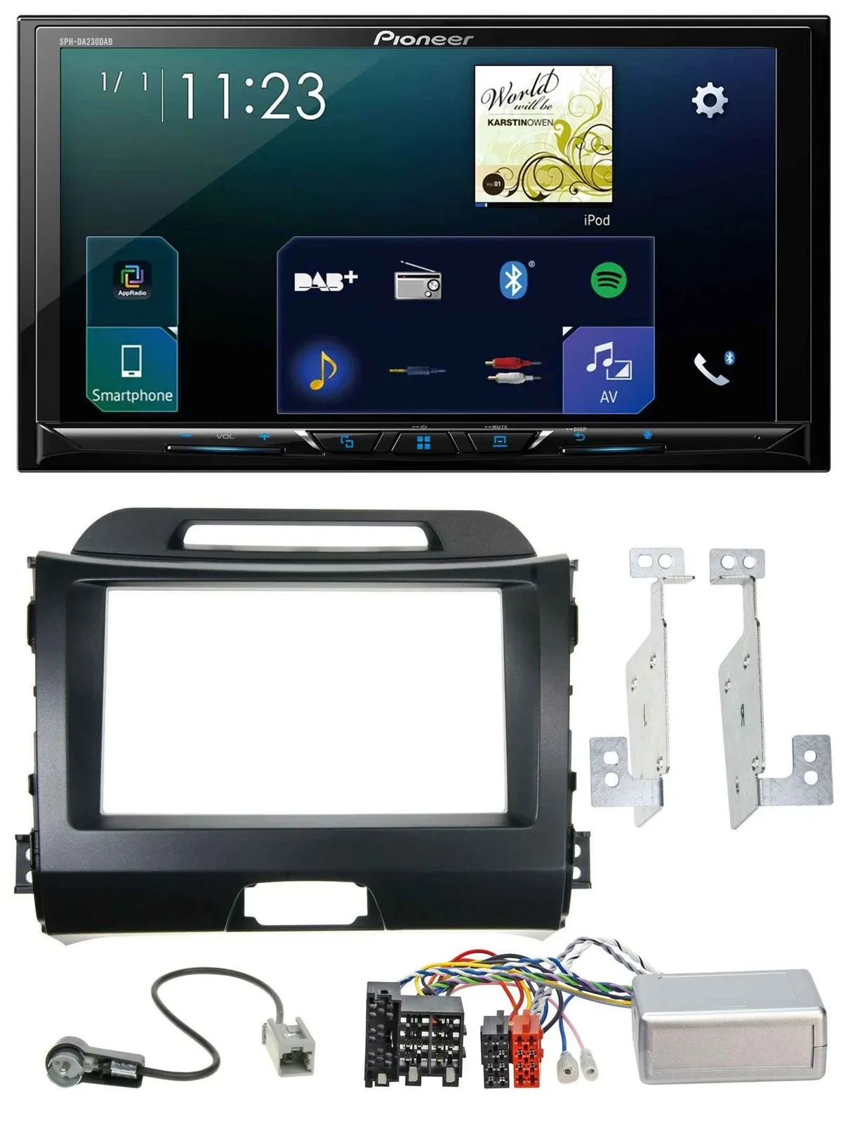 Pioneer Lenkrad Bluetooth USB 2DIN DAB Autoradio für Kia Sportage III 10-15 schw