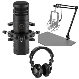 HA AC60 Hypercardioid Dynamic Studio Broadcast Microphone with Headphones/Arm