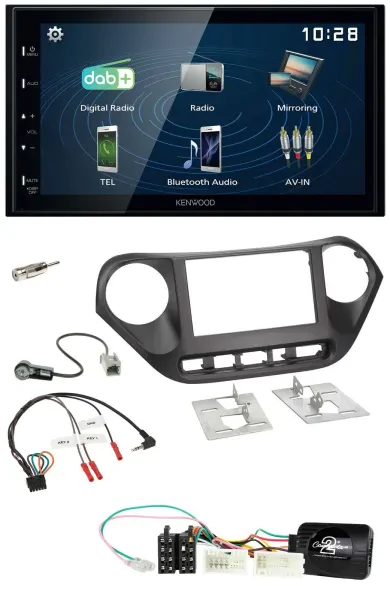 Kenwood 2DIN Bluetooth Lenkrad USB DAB Autoradio für Hyundai i10 ab 2014