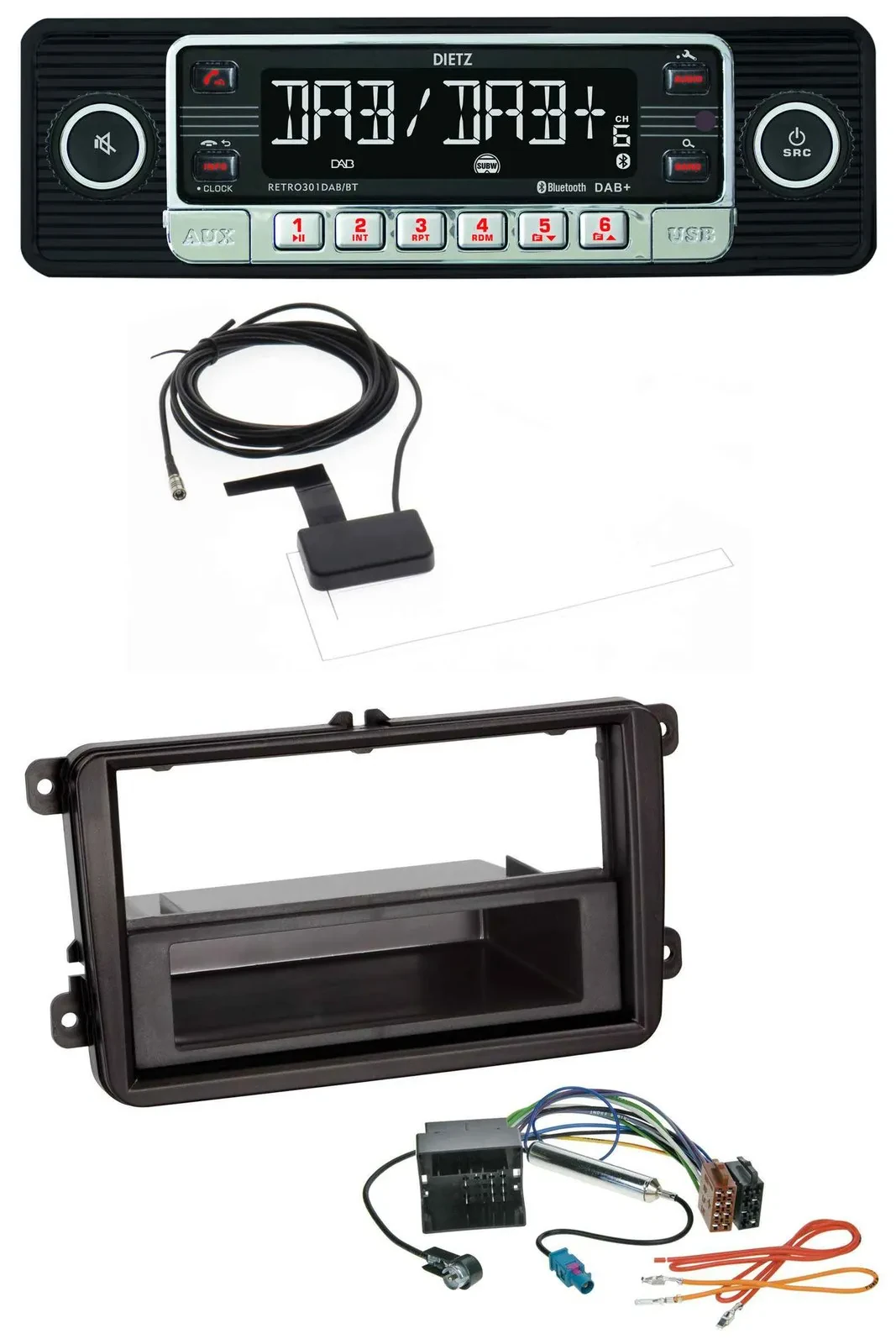 Dietz DAB Bluetooth USB MP3 Autoradio für Skoda Fabia Octavia Rapid Roomster