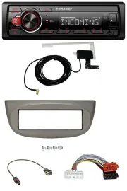 Pioneer MP3 AUX CD DAB USB Autoradio für Renault Twingo ab 2015 beige-grau