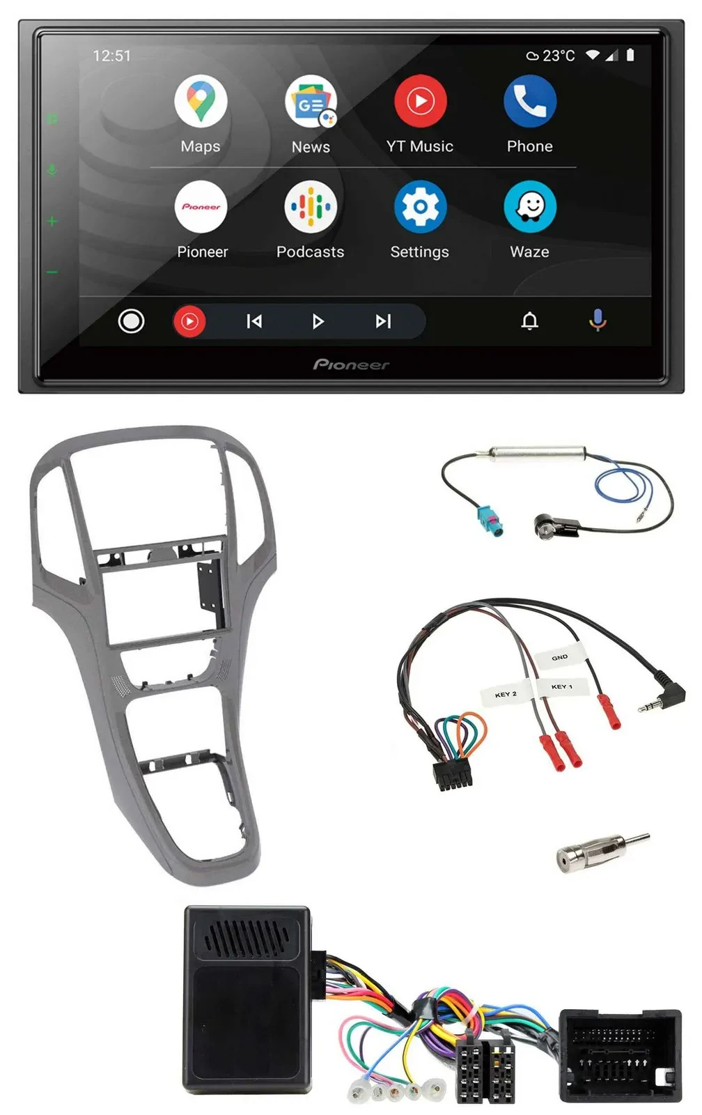 Pioneer USB 2DIN DAB Lenkrad Bluetooth Autoradio für Opel Astra J ab 2009 Titang