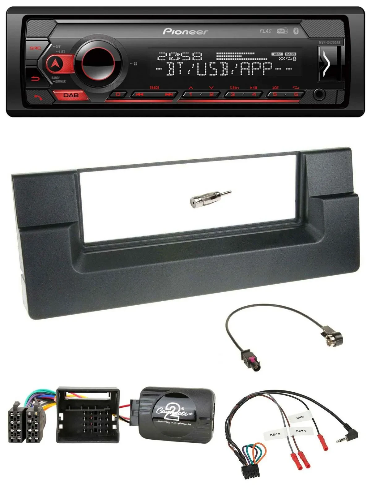 Pioneer Lenkrad USB DAB Bluetooth Autoradio für BMW 5er E39 2001-2004 Quadlock