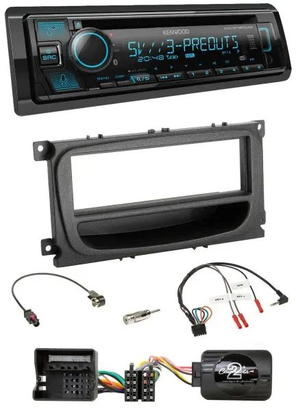 Kenwood Bluetooth USB CD Lenkrad DAB Autoradio für Ford C-Max Galaxy Focus ab 07