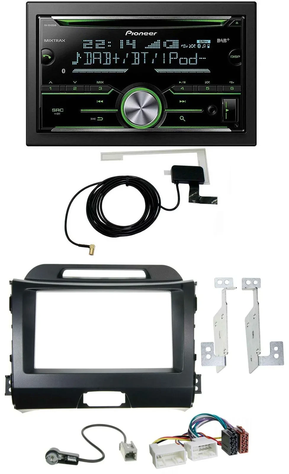 Автомагнитола для Kia Sportage (2010–2015) Pioneer 2-DIN CD/USB/MP3, Bluetooth, DAB, черный