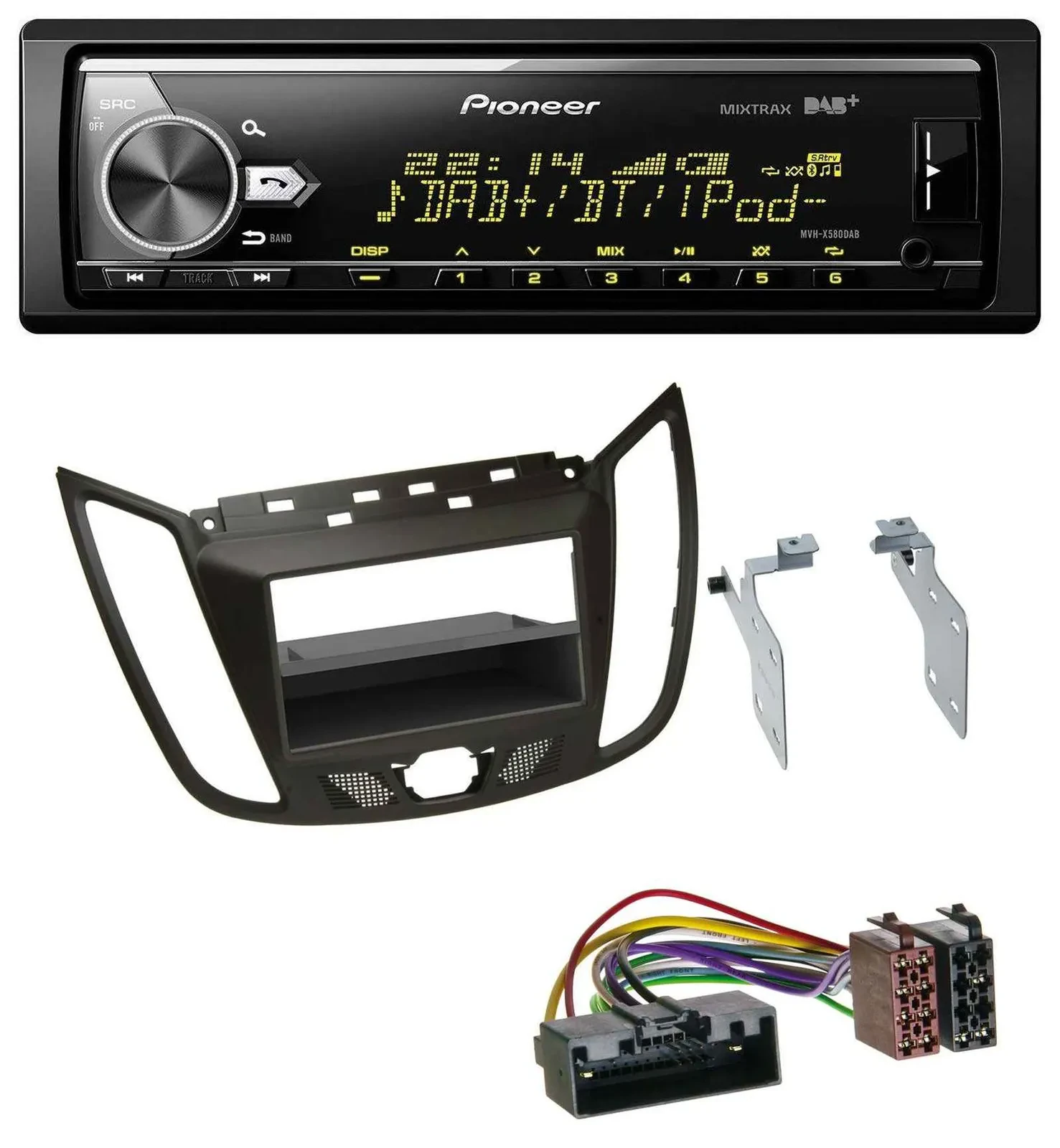 Pioneer Bluetooth USB DAB MP3 Autoradio für Ford C-Max / Kuga - dunkelbraun