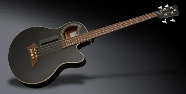 ROCKBASS Alien Deluxe Hybrid Thinline, 4-String - Solid Black Satin "B-Stock"