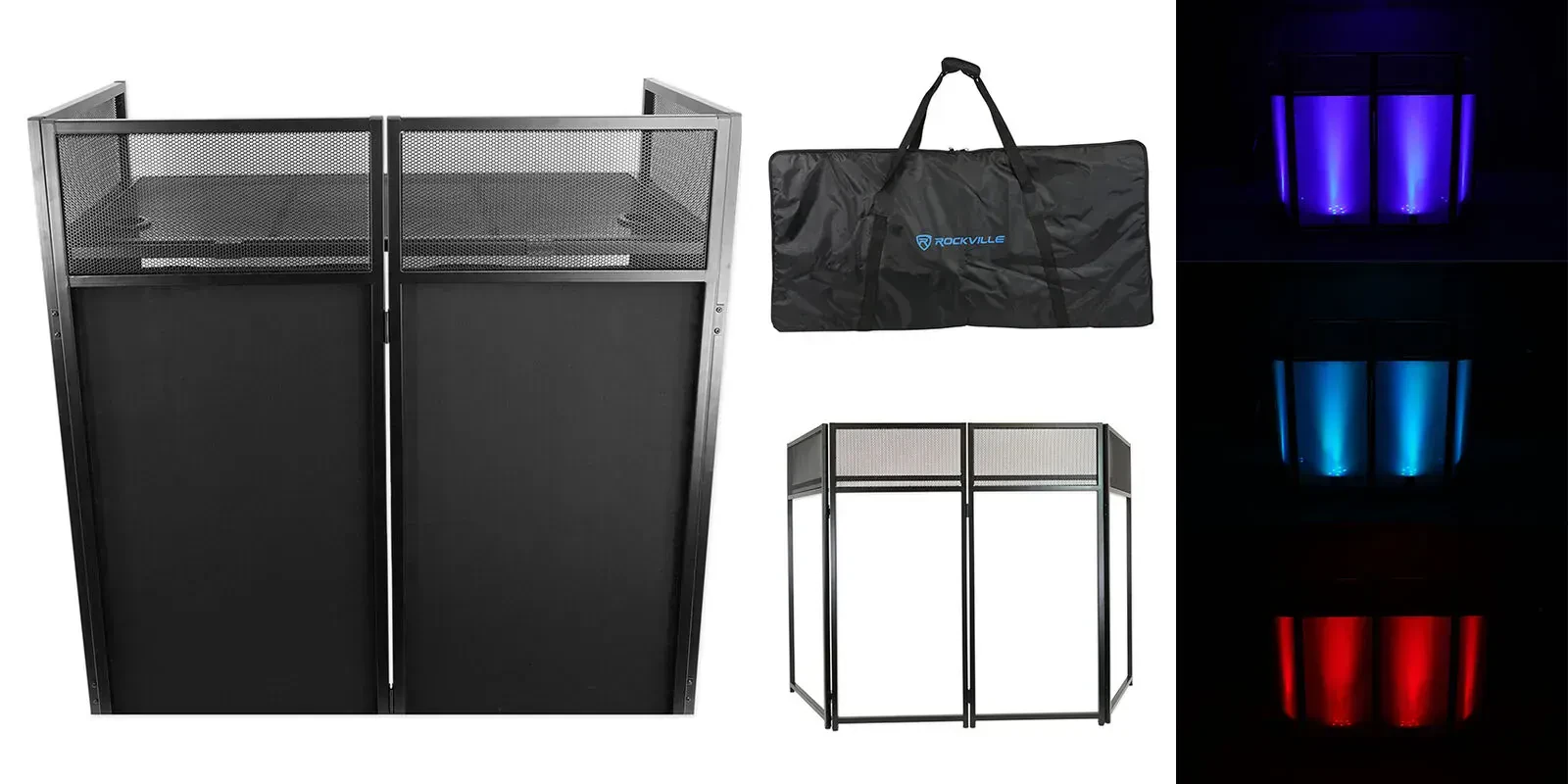 Стойка для микшера для DJ Rockville ROCKBOOTH XL фасад с черным и белым скримами