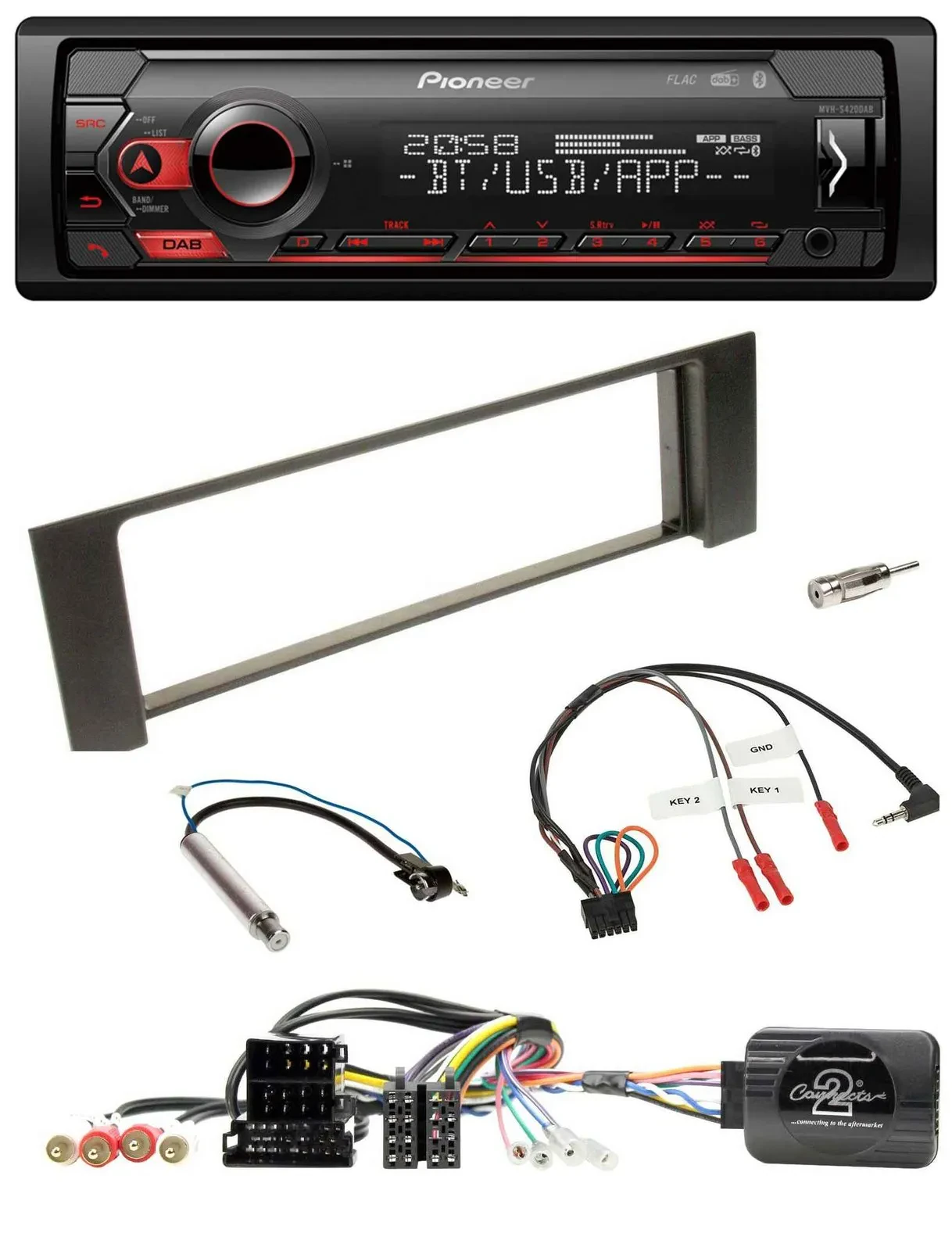 Pioneer Lenkrad USB DAB Bluetooth Autoradio für Audi A4 00-09 ISO Fakra teilakti