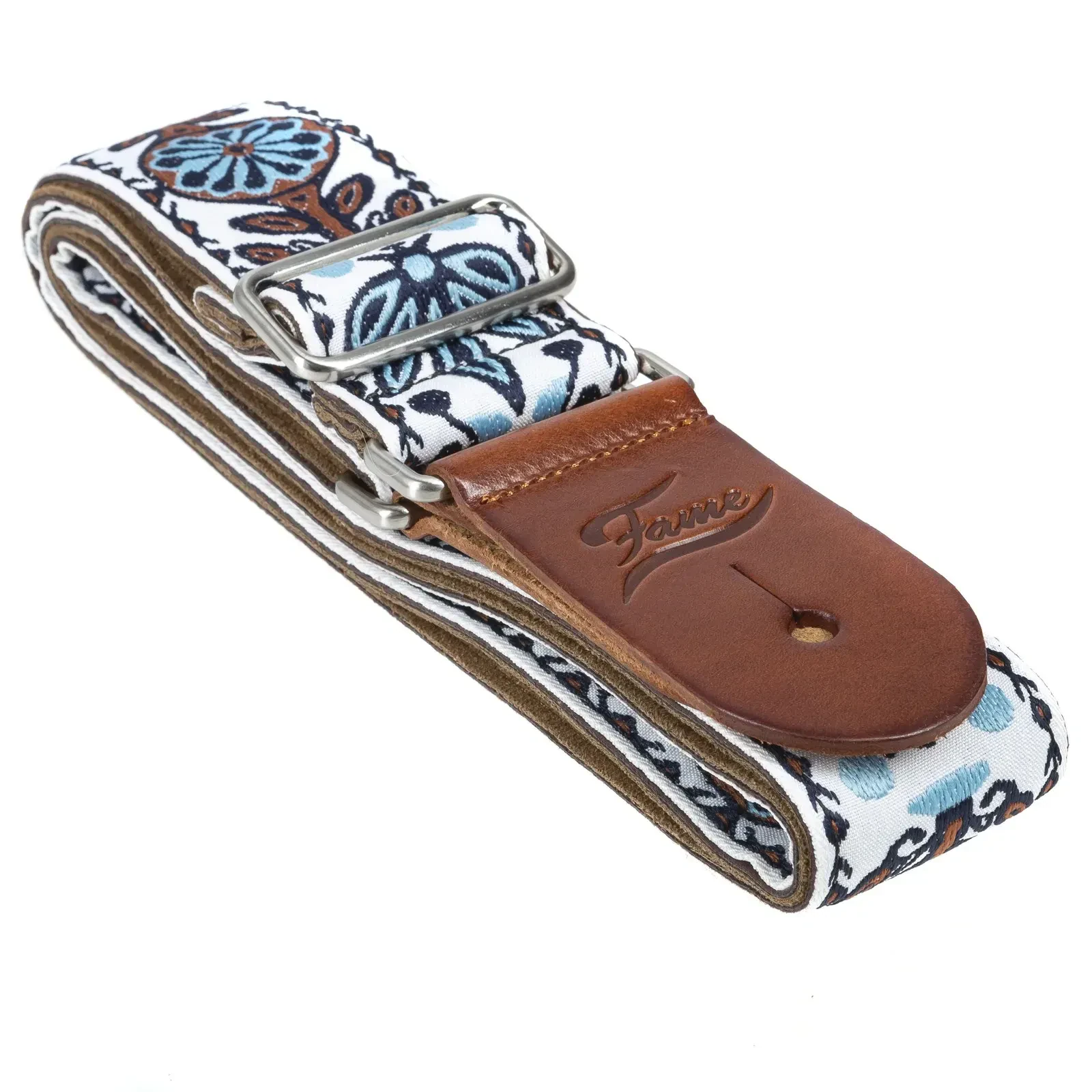 Ремень для гитары Fame Audio  Weave Pro Blue Gitarrengurt, Robustes Nylon, Verstellbare Länge, Lederenden